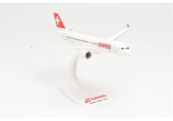 Herpa 613323 1/200 Ölçek, Airbus A220-300 Swiss International Air Lines, Sergilemeye Hazır Model Yolcu Uçağı