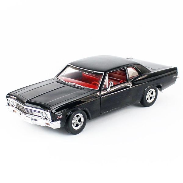 Autoworld AMM1259 1/18 Ölçek, 1966 Chevy Biscayne Nickey, Black, Sergilemeye Hazır Metal Araba Maketi