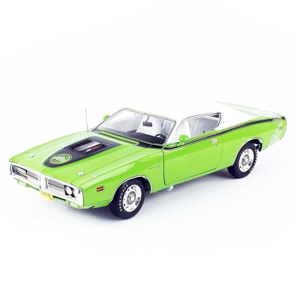 Autoworld AMM1260 1/18 Ölçek, 1971 Dodge Charger SB CO71, Green White, Sergilemeye Hazır Metal Araba Maketi