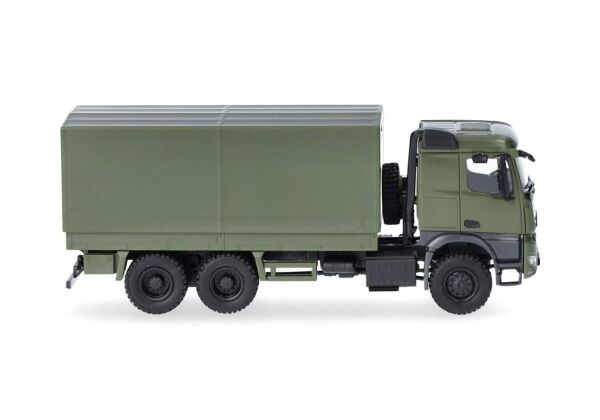 Herpa 747165 1/87 Ölçek, Mercedes-Benz Arocs 6x6, Düz Kasalı ve Brandalı, Sergilemeye Hazır Model Araç