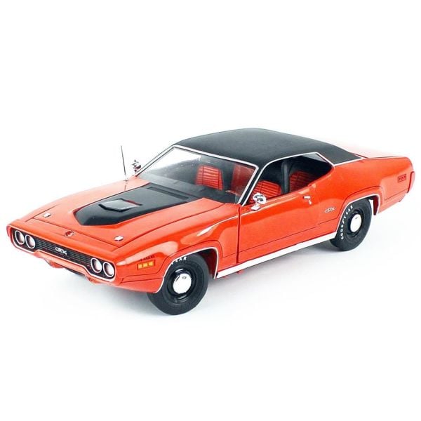 Autoworld AMM1268 1/18 Ölçek, 1971 Plymouth GTX, Red, Sergilemeye Hazır Metal Araba Maketi
