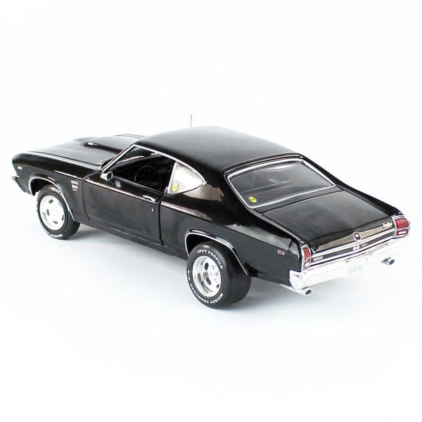 Autoworld AMM1269 1/18 Ölçek, 1969 Chevy Chevelle Baldwin Motion, Tuxedo Black, Sergilemeye Hazır Metal Araba Maketi