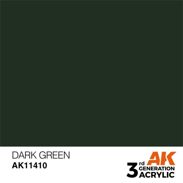 AK 11410 17 ml. Dark Green, Figür Serisi 3GEN Akrilik Model Boyası