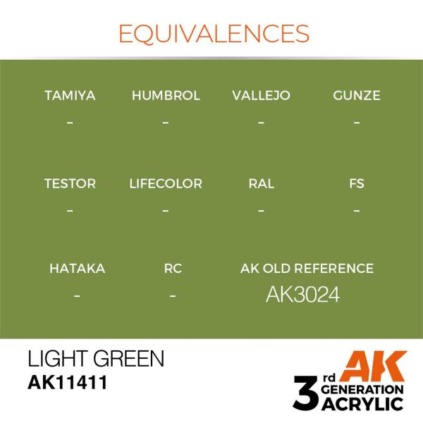 AK 11411 17 ml. Light Green, Figür Serisi 3GEN Akrilik Model Boyası