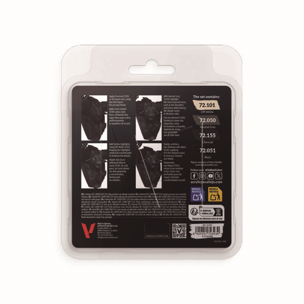 Vallejo 72393 4x18 ml. Black Color, Game Color Serisi Model Boyası Seti