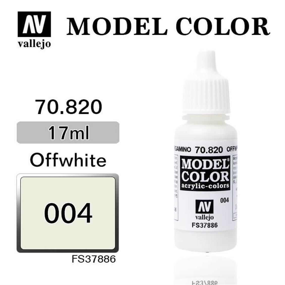 Vallejo 70820 17 ml. (4) Offwhite-Matt, Model Color Serisi Model Boyası
