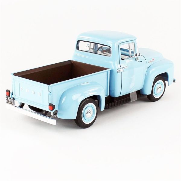 Autoworld AW290 1/18 Ölçek, 1956 Ford F100 Pickup, Diamond Blue, Sergilemeye Hazır Metal Kamyonet Maketi