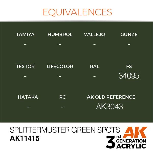 AK 11415 17 ml. Splittermuster Green Spots, Figür Serisi 3GEN Akrilik Model Boyası