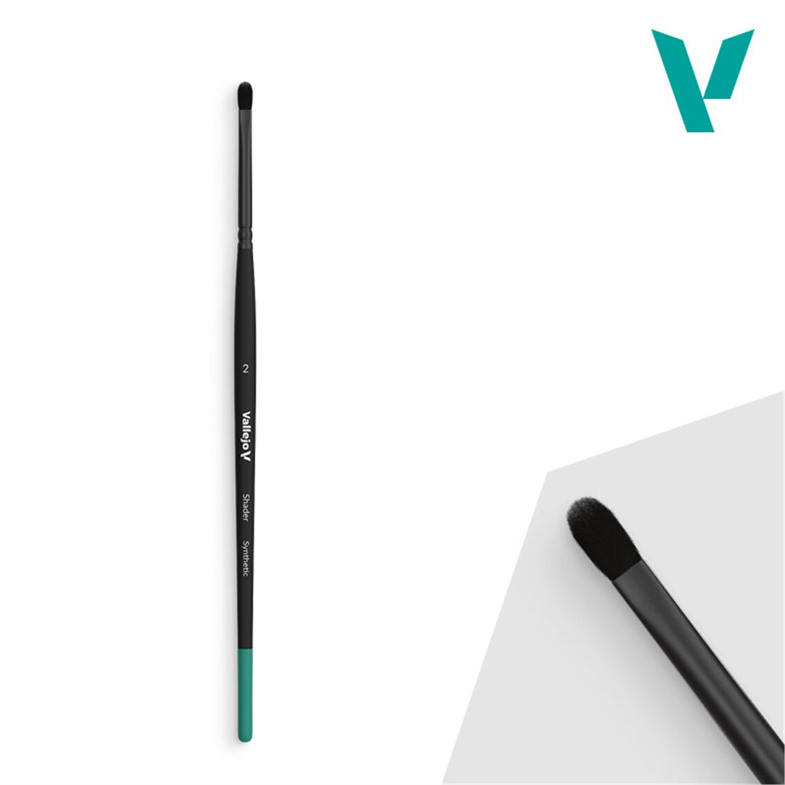 Vallejo B06002 No.2 Yassı Uclu, Sentetik Kıllı, Yassı Saplı, Gölgelendirme Fırçası