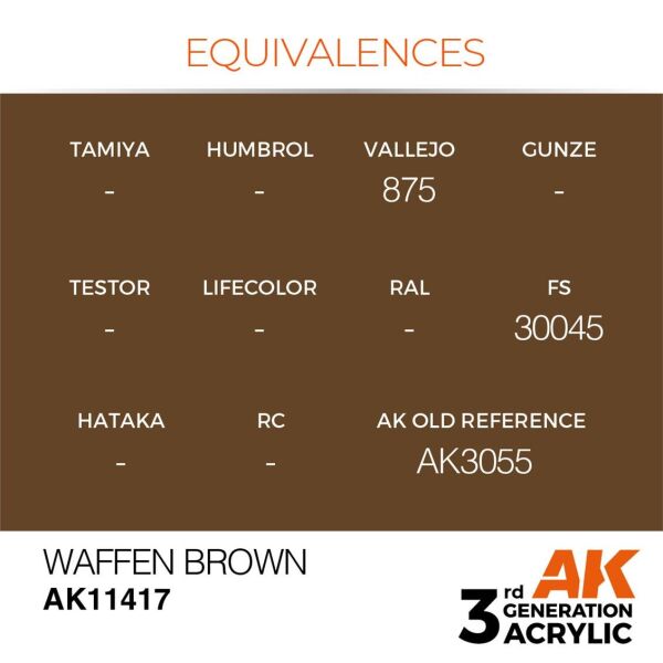 AK 11417 17 ml. Waffen Brown, Figür Serisi 3GEN Akrilik Model Boyası