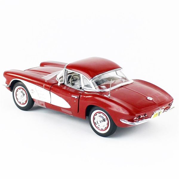 Autoworld AMM1281 1/18 Ölçek, 1962 Chevy Corvette Convertible, Honduras Maroon Metallic, Sergilemeye Hazır Metal Araba Maketi