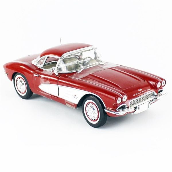 Autoworld AMM1281 1/18 Ölçek, 1962 Chevy Corvette Convertible, Honduras Maroon Metallic, Sergilemeye Hazır Metal Araba Maketi