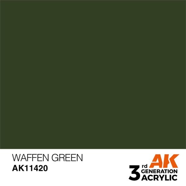 AK 11420 17 ml. Waffen Green, Figür Serisi 3GEN Akrilik Model Boyası