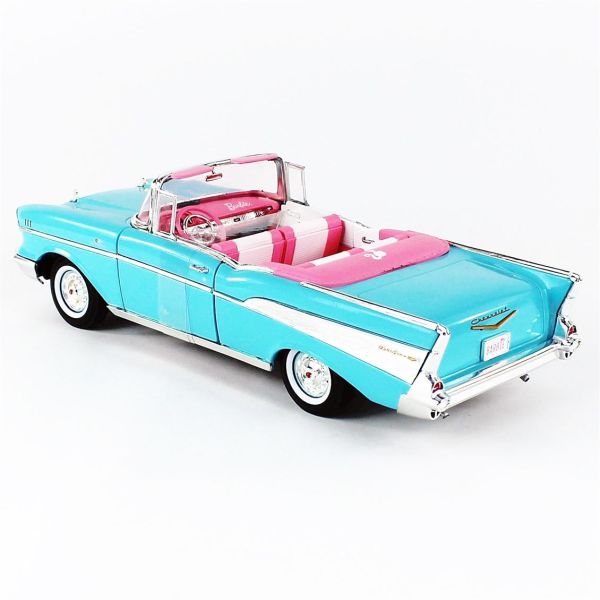 Autoworld AWSS135 1/18 Ölçek, 1957 Barbie Chevy, Aqua Blue, Sergilemeye Hazır Metal Araba Maketi