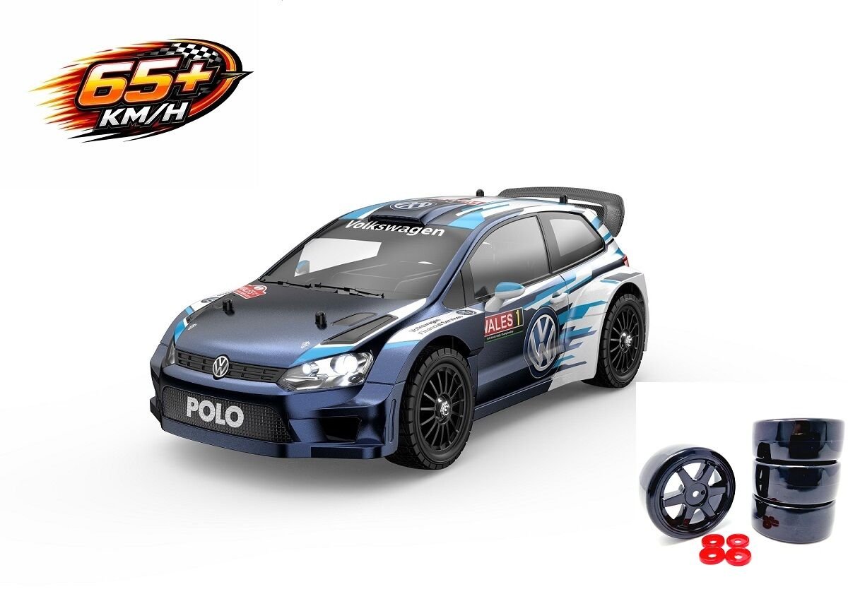 MJX 1/14 Wolkswagen Polo R WRC 14304 Hyper Go 4x4 Fırçasız (Brushless) Motor ve Escli, 2.4Ghz Uzaktan Kumandalı Ralli Aracı 2S Li-po Versiyon +4 Adet Drift Lastiği