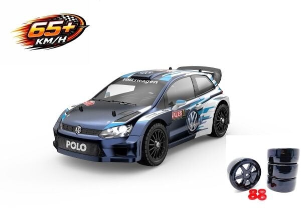 MJX 1/14 Wolkswagen Polo R WRC 14304 Hyper Go 4x4 Fırçasız (Brushless) Motor ve Escli, 2.4Ghz Uzaktan Kumandalı Ralli Aracı 2S Li-po Versiyon +4 Adet Drift Lastiği