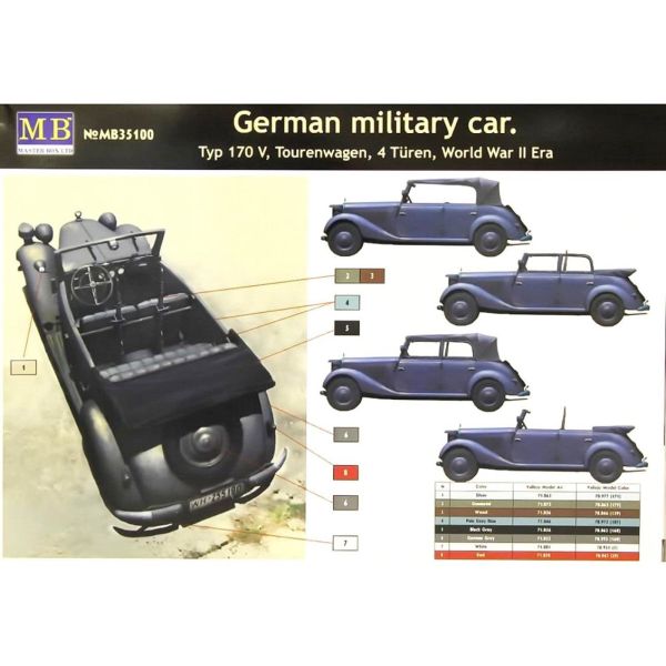 Masterbox 35100 1/35 Ölçek, German Military Car, Typ 170 V, Tourenw