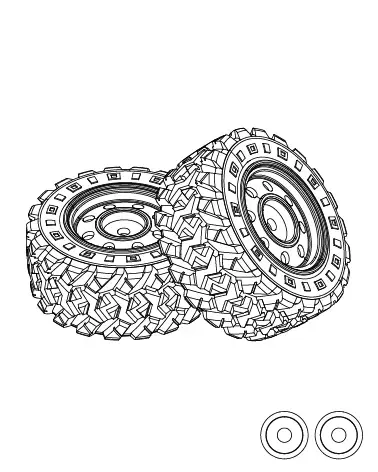 MJX Hyper Go 14211 Black Wheels with Tyres (2 Pack) - Part Number 14300F