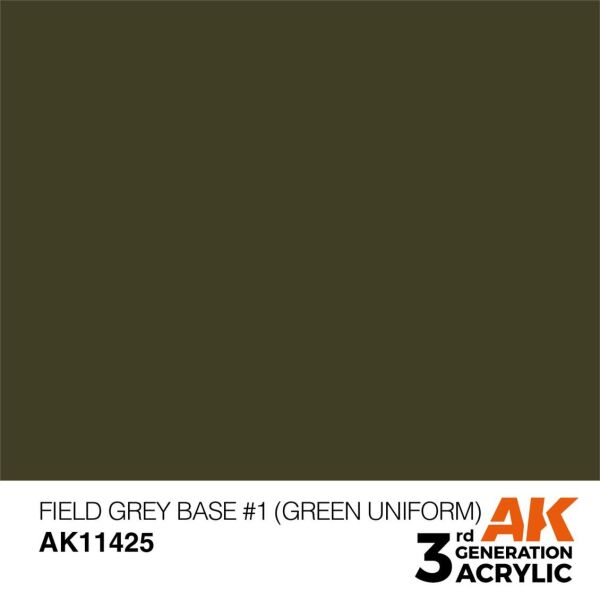 AK 11425 17 ml. Field Grey Base #1 (Green uniform), Figür Serisi 3GEN Akrilik Model Boyası