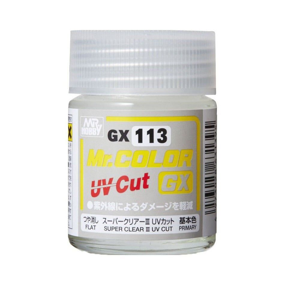 Mr.Hobby GX-113 18 ml. Flat, Super Clear III UV Cut, Mr.Clear Color Serisi Model Boyası
