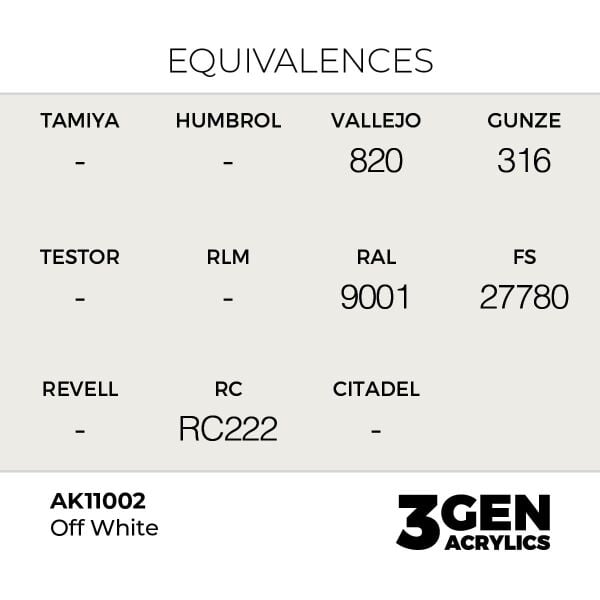 AK 11002 17 ml. Off white, 3GEN Akrilik Model Boyası