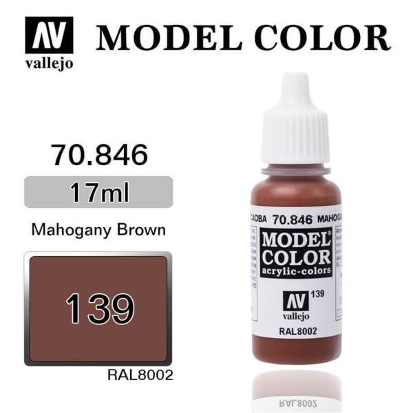 Vallejo 70846 17 ml. (139) Mahogany Brown-Matt, Model Color Serisi Model Boyası