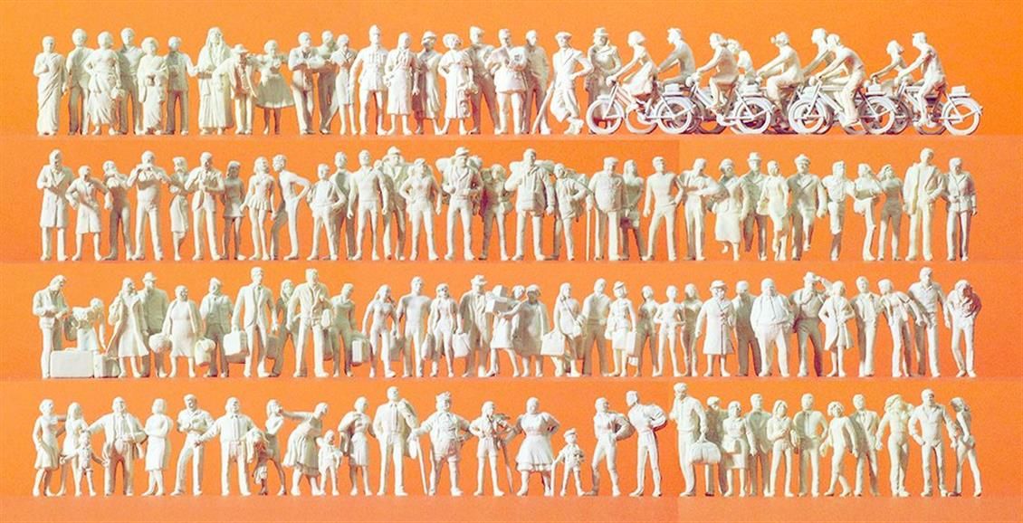 Preiser 16337 1/87 Ölçek, Yolda Yürüyen İnsanlar, Plastik Figürleri, Boyasız, 120 Adet