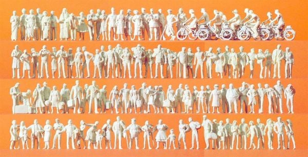 Preiser 16337 1/87 Ölçek, Yolda Yürüyen İnsanlar, Plastik Figürleri, Boyasız, 120 Adet