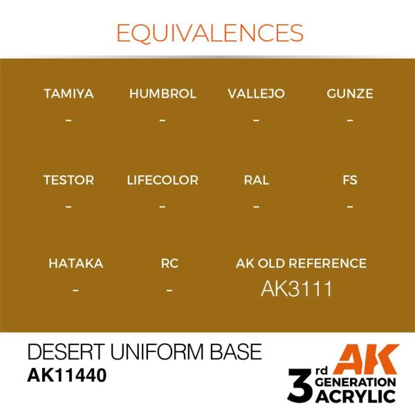 AK 11440 17 ml. Desert Uniform Base, Figür Serisi 3GEN Akrilik Model Boyası