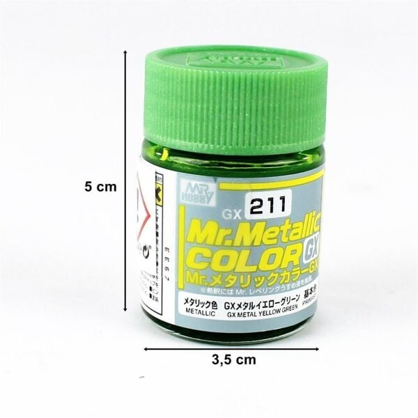 Mr.Hobby GX-211 18 ml. Metallic Yellow Green, Metalik Serisi Model Boyası