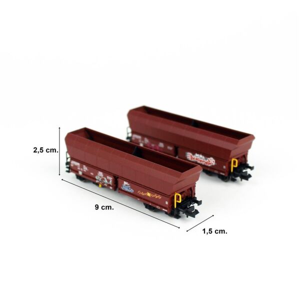 Piko 40716 1/160 Ölçek, Falns OnRail VI, Yandan Boşaltmalı, Model Tren Dökme Yük Vagonu, 2 Adet
