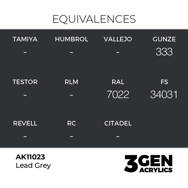 AK 11023 17 ml. Lead Grey, 3GEN Akrilik Model Boyası