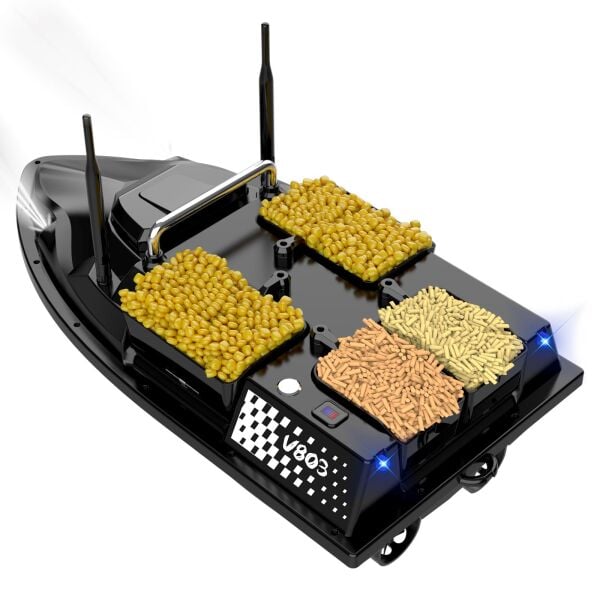 Flytec V803 Pro 500M Menzilli, GPS'li, 200 Konumlu, Oto Eve Dönüş, Yüksek Kapasiteli Batarya, 25Km/S Hızlı Balık, Sazan Yemleme Teknesi ve Botu Sonar + Ekstra Bataryalı