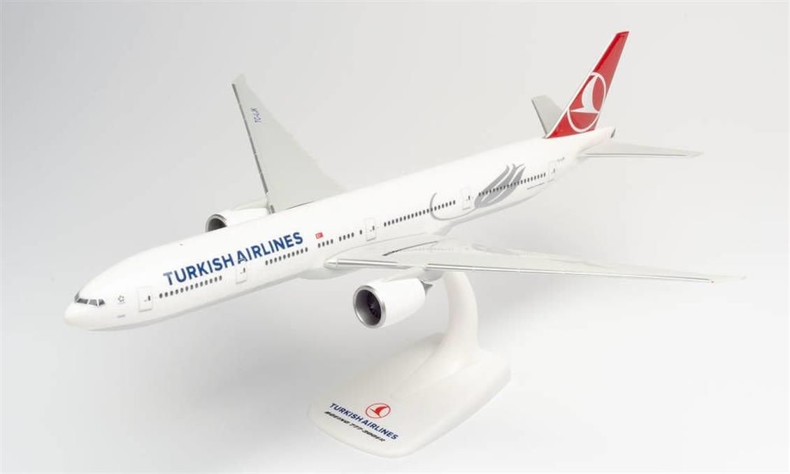 Herpa 613057 1/200 Ölçek, B777-300ER Turkish Airlines TC-Izmir, Sergilemeye Hazır Model Araç