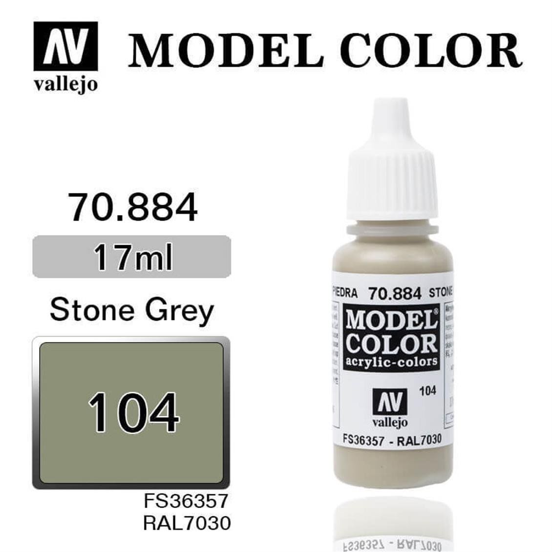 Vallejo 70884 17 ml. (104) Stone Grey-Matt, Model Color Serisi Model Boyası
