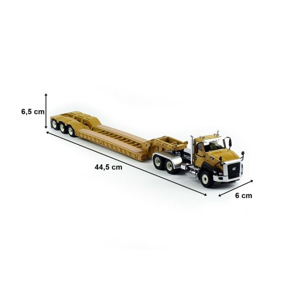 Diecast Masters 85503 1/50 Ölçek, Cat CT660 Kabinli Çekici ve XL120 HDG Düşük Dorse, Sergilemeye Hazır Metal İş Makinası Modeli