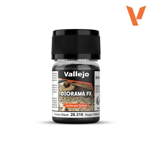 Vallejo 26316 60 gr. Vulcan Black, 0.1 - 0.6 mm. Küçük Taneli Yüzey Dokusu