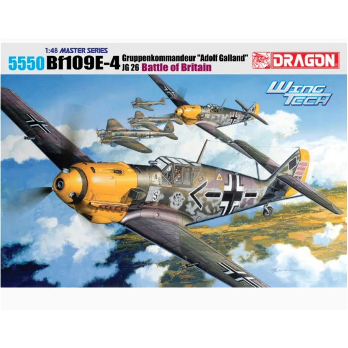 Dragon 5550 1/48 Ölçek, BF109E-4 Stab JG26 Adolf Galland W.Nr.5819, Savaş Uçağı Plastik Model Kiti
