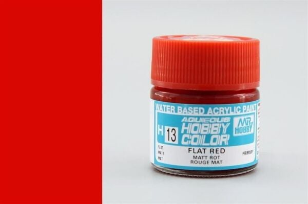 Mr.Hobby H-013 10 ml. Flat Red, Aqueous Serisi Model Boyası