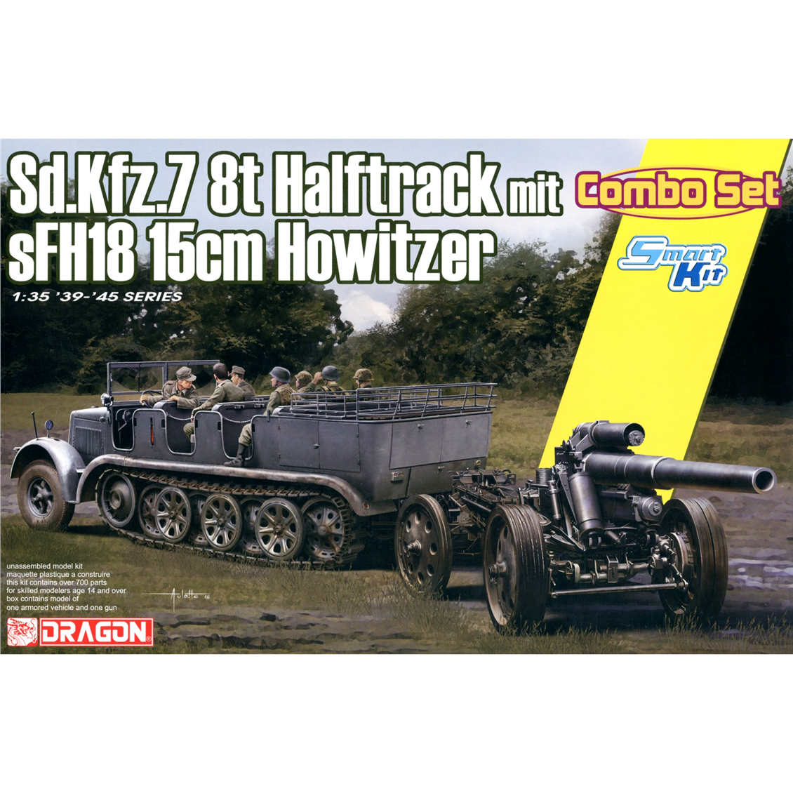 Dragon 6918 1/35 Ölçek, Sd.Kfz.7 8ton Yarım Paletli Personel Taşıyıcı ve sFH18 15cm Obüs, Plastik Model Kiti