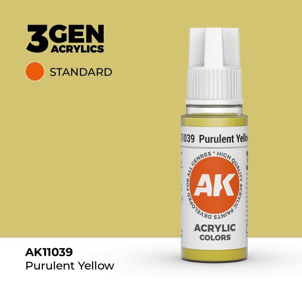AK 11039 17 ml. Purulent Yellow, 3GEN Akrilik Model Boyası