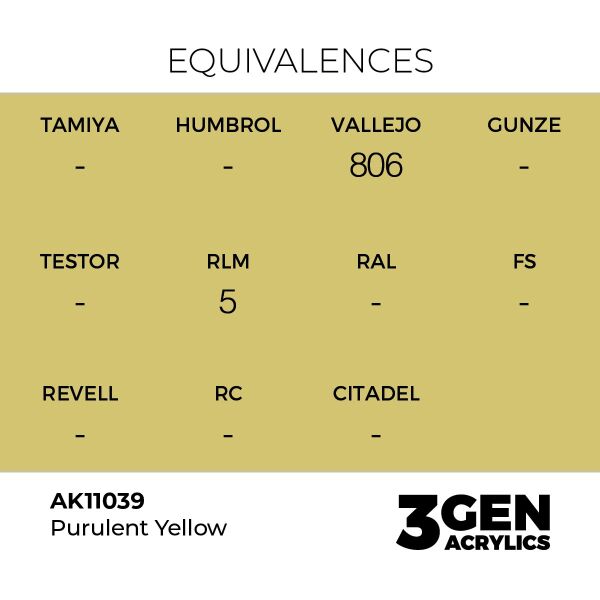 AK 11039 17 ml. Purulent Yellow, 3GEN Akrilik Model Boyası