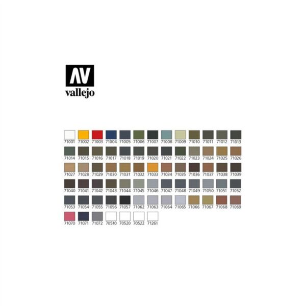 Vallejo 71170 72x18 ml. Model Air Boya, 3x Sentetik Fırça, Saklama Çantası, Model Air Serisi Model Boyası Seti