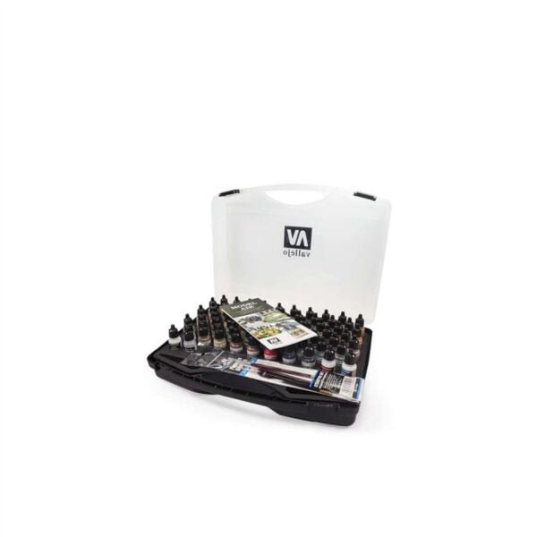 Vallejo 71170 72x18 ml. Model Air Boya, 3x Sentetik Fırça, Saklama Çantası, Model Air Serisi Model Boyası Seti