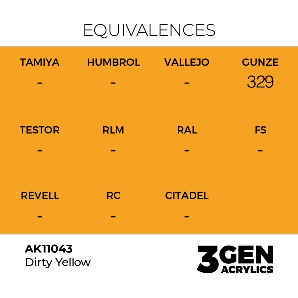 AK 11043 17 ml. Dirty Yellow, 3GEN Akrilik Model Boyası