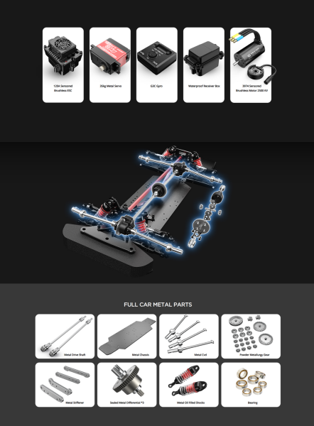 MJX 1/7 Citroen C3 WRC 7303 Hyper GO 4x4 Fırçasız (Brushless) Motor ve Escli, Su Geçirmez (Waterproof) 2.4 Ghz. Uzaktan Kumandalı Ralli Aracı Normal Paket
