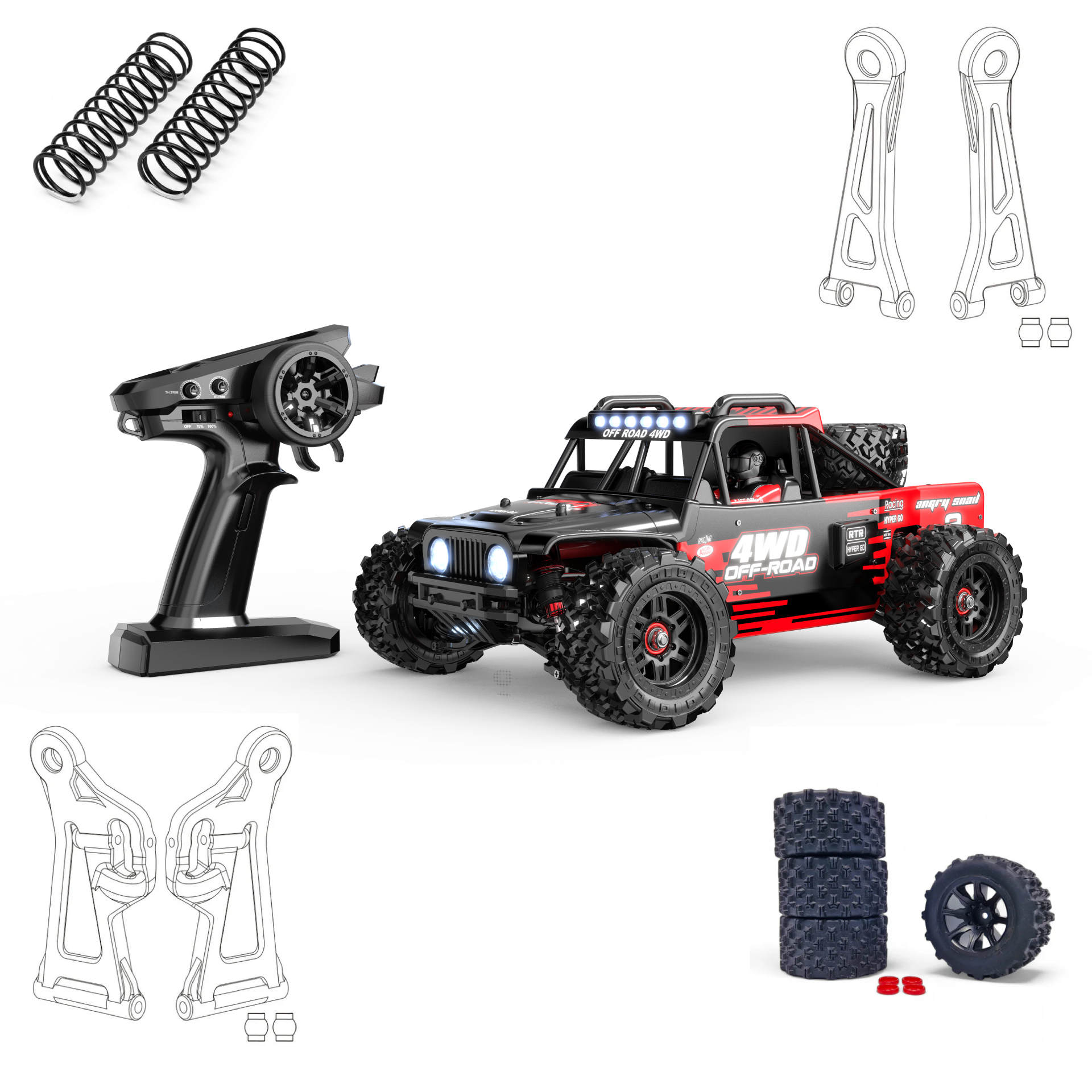 MJX 1/14 Hyper GO 14209 4x4 Fırçasız (Brushless) Motor ve Escli, Su Geçirmez (Waterproof) 2.4 Ghz. Uzaktan Kumandalı Arazi Aracı +Full Paket