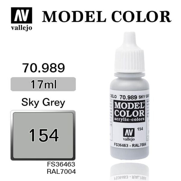 Vallejo 70989 18 ml. (154) Sky Grey-Matt, Model Color Serisi Model Boyası