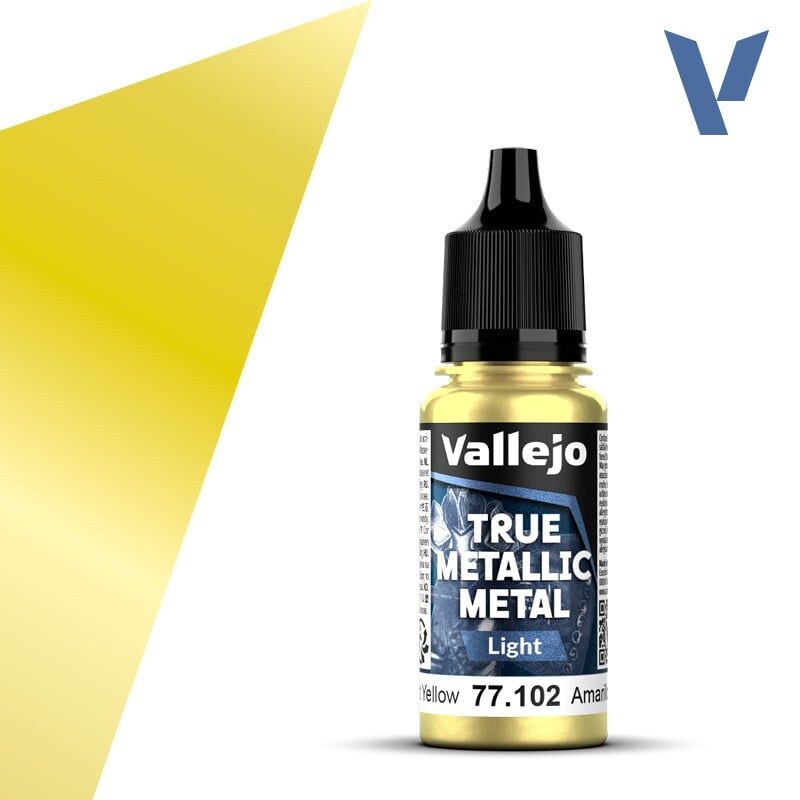 Vallejo 77102 18 ml. Radiant Yellow, Light, True Metallic Metal (TMM) Serisi Model Boyası
