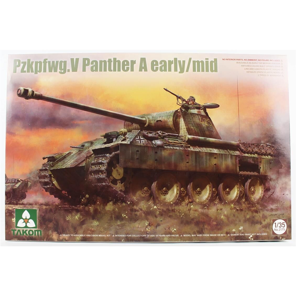 Takom 2175 1/35 Ölçek, Pzkpfwg.V Panther A Orta Sınıf, Erken-Orta Dönem Tankı, Plastik Model Kiti